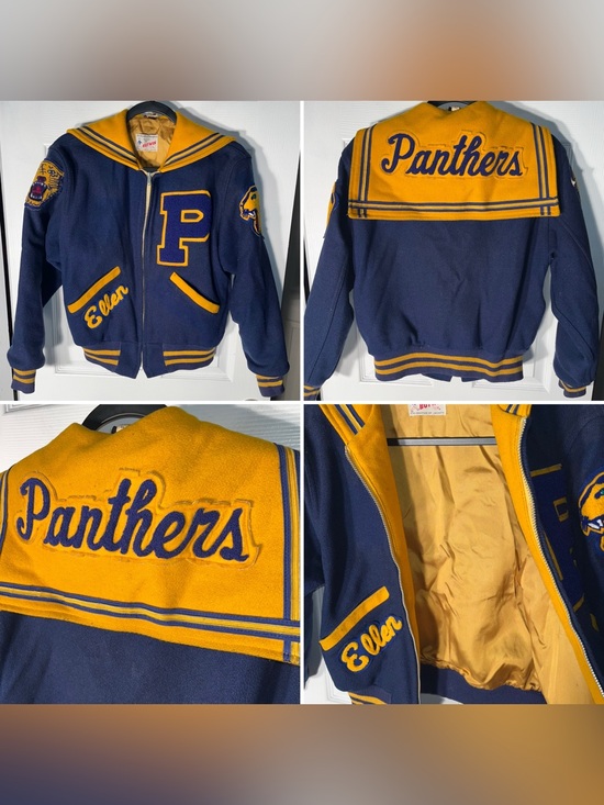 Jackets & Blazers - Vintage Letterman Jacket Varsity Panthers Women’s Small Butwin Brand Cheer Ellen